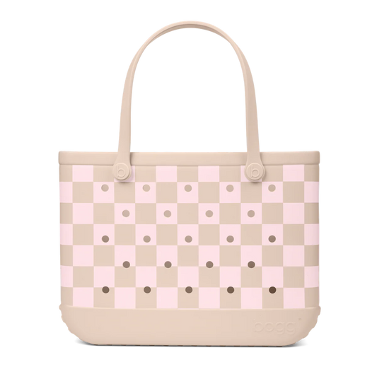 Original Bogg Bag - Checkered Linen/ Pink Marshmallow