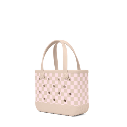 Bitty Bogg Bag - Checkered Linen/ Pink Marshmallow